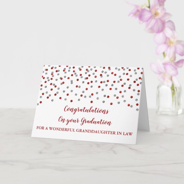 Red Silver Granddaughter in Law Graduation Card (Orchid)