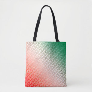 Red Silver Green Wavy Stripes Tote Bag