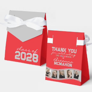 Red & Silver Grey Photo Collage Filmstrip Favor Box