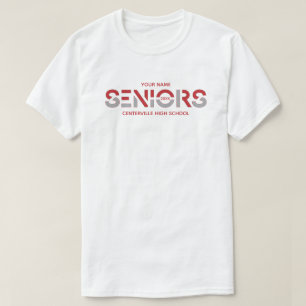 Red & Silver Grey Two-Colour Seniors Sliced Letter T-Shirt
