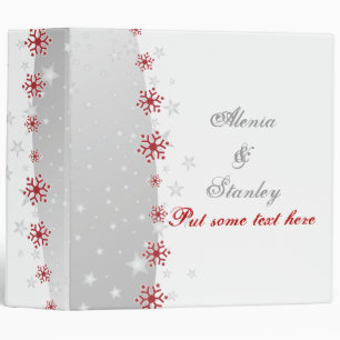 Red silver grey white snowflake wedding planner binder