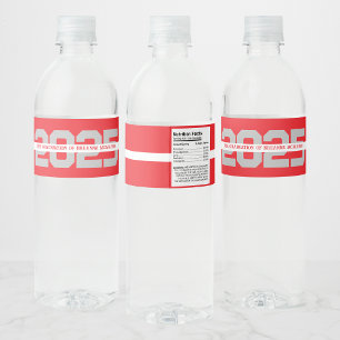 Red & Silver Personalized Graduation Water Bottle Label