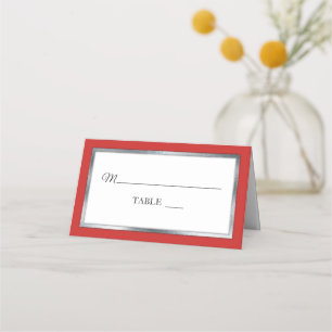 Red   Silver   White Simple Elegant Place Cards