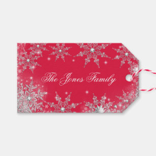 Red Silver Winter Wonderland Christmas Gift Tags