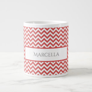 Red Simple Chevron Personalized Giant Coffee Mug