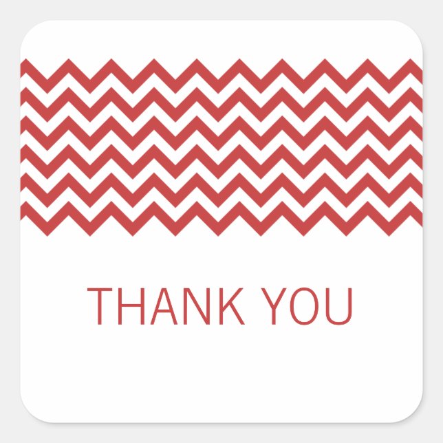 Red Simple Chevron Thank You Stickers (Front)