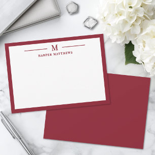 Red Simple Classic Personalized Stationery Card