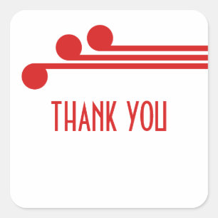 Red Simple Deco Chic Thank You Stickers