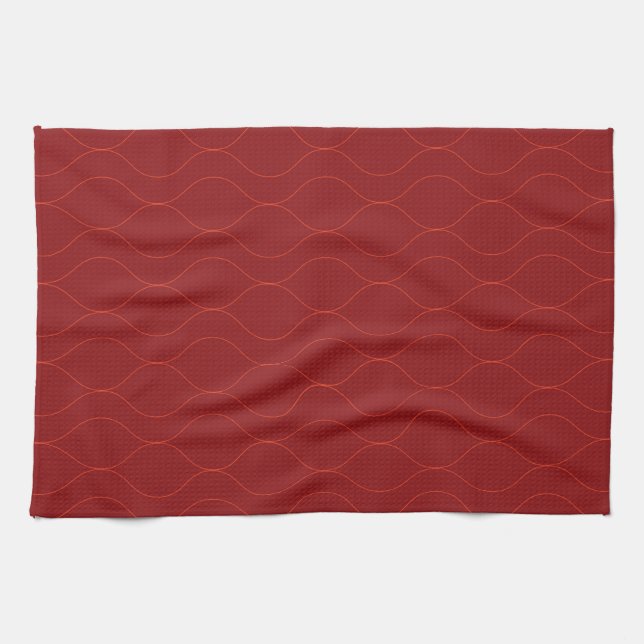 Red, simple, elegant, cool wave abstraction art kitchen towel (Horizontal)