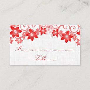 Red Simple Floral Wedding Place Card