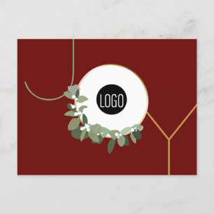 Red Simple Joy Customizable Business logo Holiday Postcard