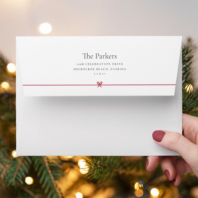 Red | Simple Minimal Bow Return Address Envelope (Creator Uploaded)