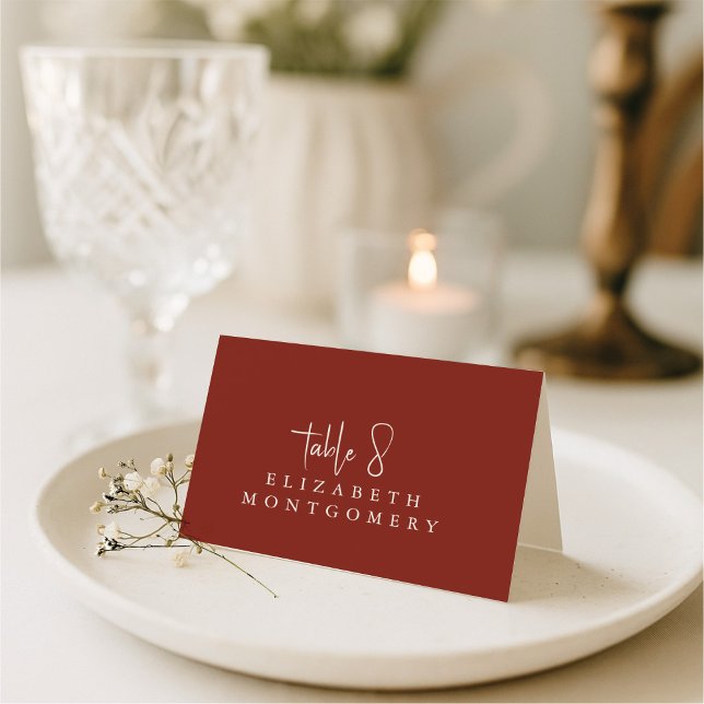 Red Simple Modern Wedding Calligraphy Table Number (Creator Uploaded)