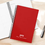 Red Simple Professional Monogram Initials and Name Planner<br><div class="desc">Simple and sleek, this professional planner design in vibrant red with ivory beige text has modern typography spelling out your monogram initials in lower case type face on the front of the cover. Below your monogram is your name in all caps in a smaller font size for a professional contemporary...</div>