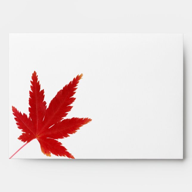 Red single autumn leaf envelope (Front)