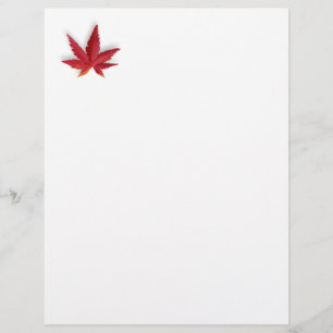 Red single autumn leaf letterhead