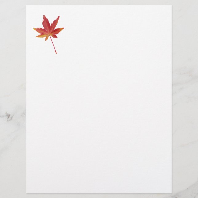 Red single autumn leaf letterhead (Front)