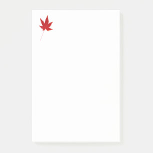 Red single autumn leaf post-it notes