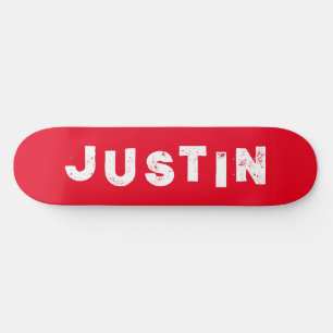 Red skateboard solid color personalized name