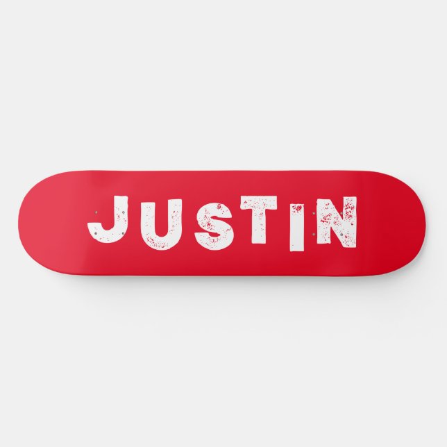 Red skateboard solid color personalized name (Horz)