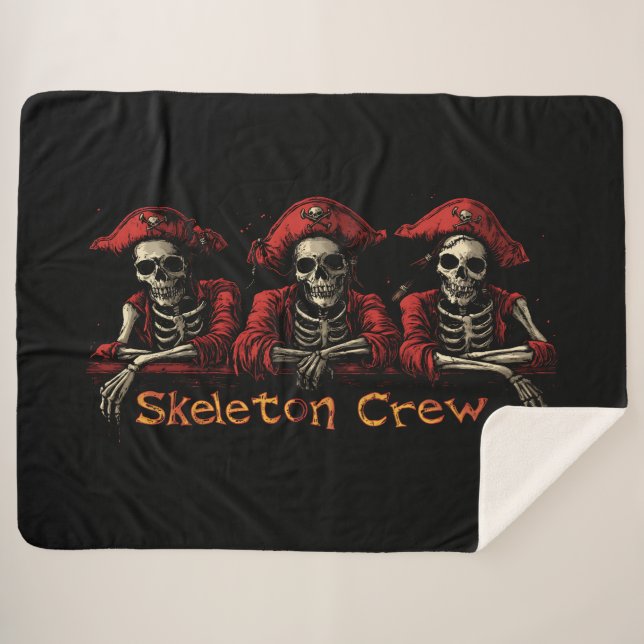Red Skeleton Crew Trio Sherpa Blanket (Front (Horizontal))