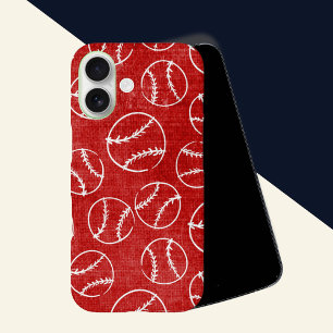 Red Sketched Baseball  iPhone 16 Case