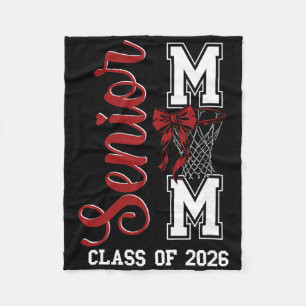 Red Sketll Bow Senior Mom Mama Cl Of 2026 Graduati Fleece Blanket