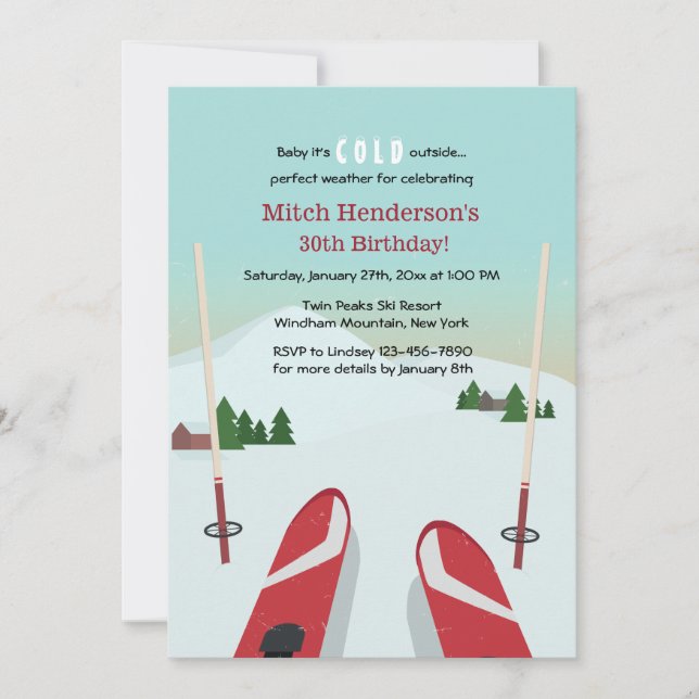 Red Skis Invitation (Front)