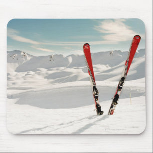 Red Skis Mouse Pad