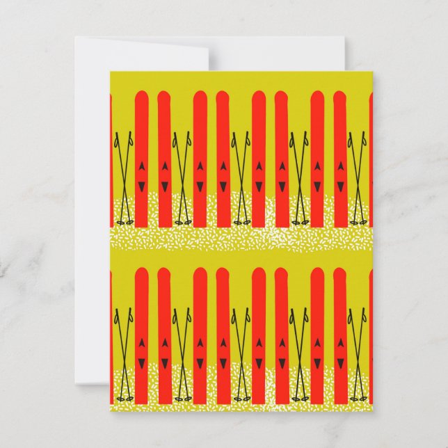 Red skis on yellow card (Front)