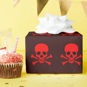 Red Skull and Crossbones Wrapping Paper