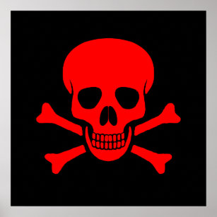 Red Skull & Crossbones Poster