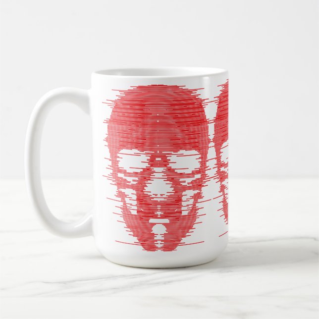Red Skull Glitch Art Coffee Mug (Left)
