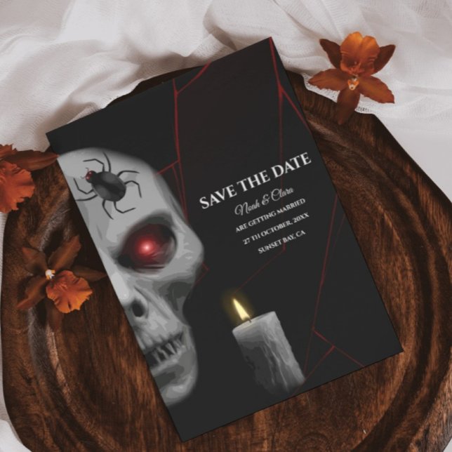 Red Skull Gothic Spider Candle Dark Moody Hallowee Save The Date (Creator Uploaded)