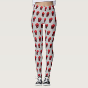Red Skull Halloween Print Leggings