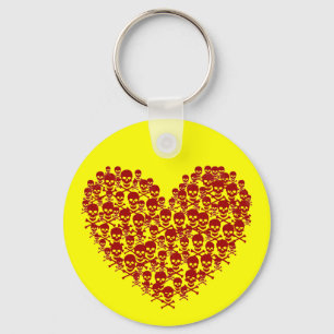 Red Skull Heart Keychain