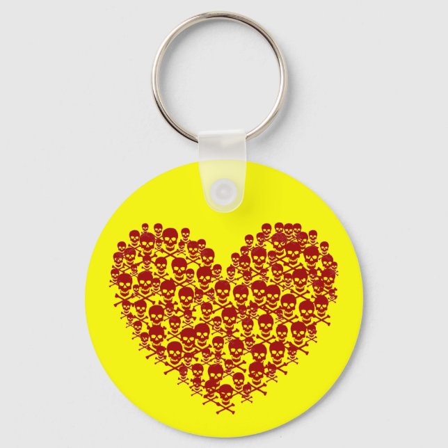 Red Skull Heart Keychain (Front)