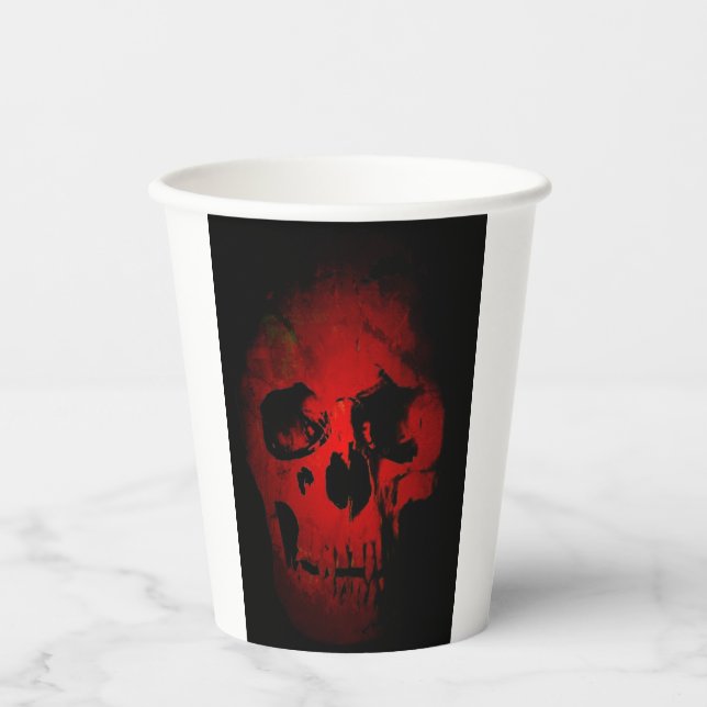 Red Skull Skeleton Fantasy Art Heavy Metal Paper Cups (Front)