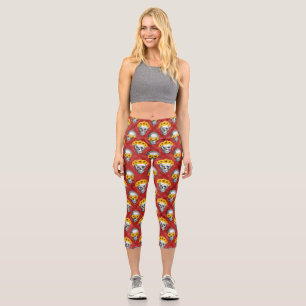 Red Skulls and Sunflower Series Design 12 Capri Leggings