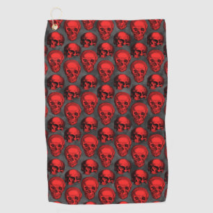 Red Skulls and Sunflower Series Design 1  Golf Towel