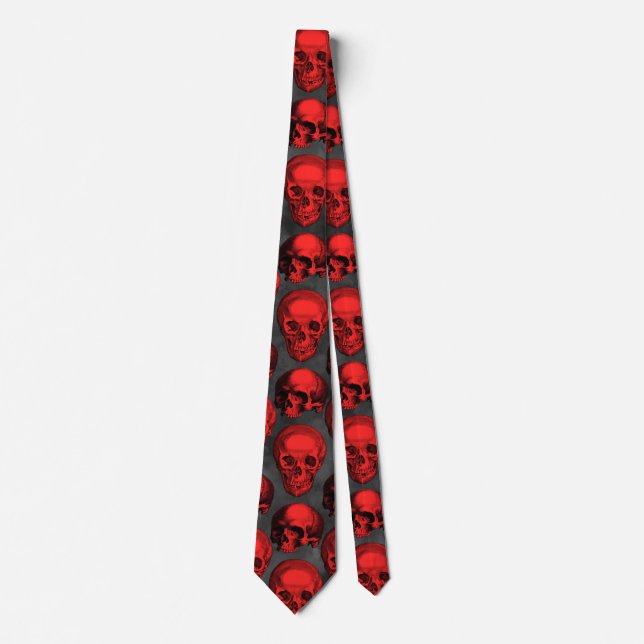 Red Skulls and Sunflower Series Design 1  Tie (Front)