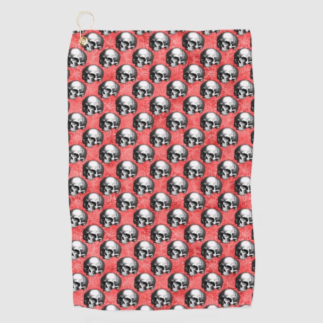 Red Skulls and Sunflower Series Design 8  Golf Towel (Front)