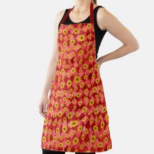 Red Skulls and Sunflower Series Design 9  Apron