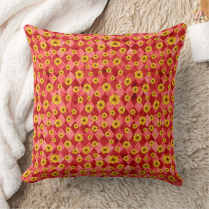 Red Skulls and Sunflower Series Design 9 Throw Pillow