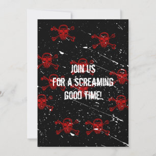 Red Skulls Goth Halloween Invitation