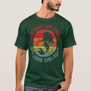 Red Sky At Night Sailors Delight Mermaid Nautical  T-Shirt