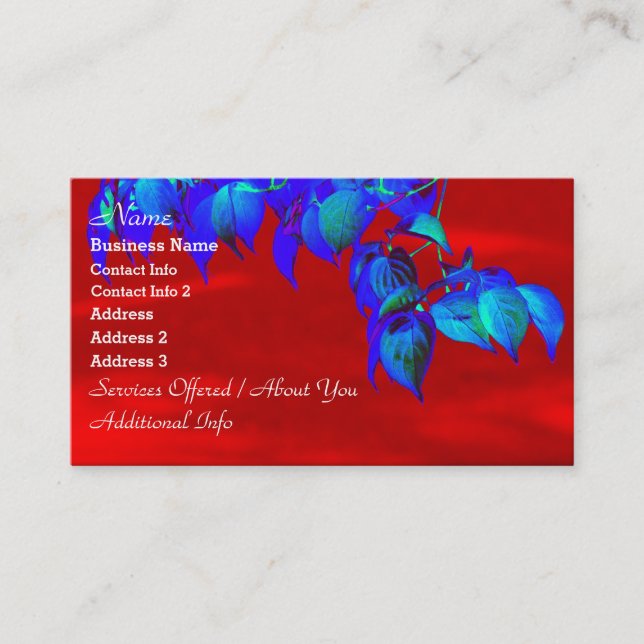 Red Sky Blue Leaves Business Cards (Front)