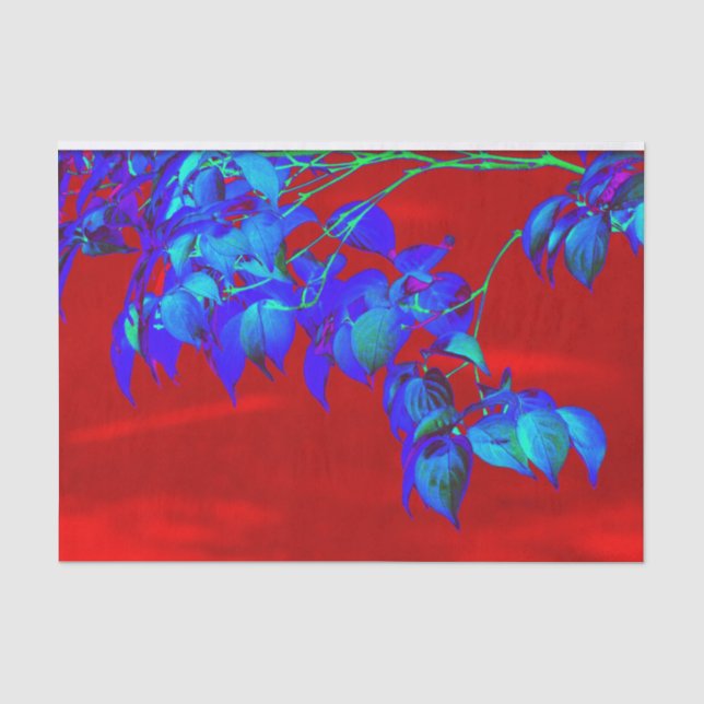 Red Sky Blue Leaves  Tissue Paper (Front)