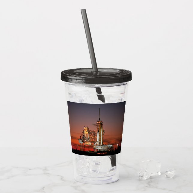 Red Sky for Space Shuttle Atlantis Launch Acrylic Tumbler (Front Ice)