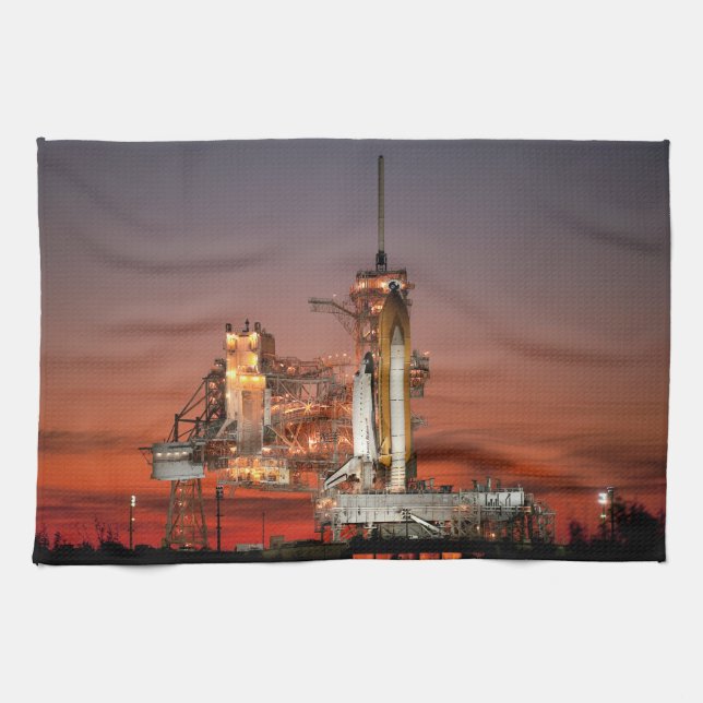Red Sky for Space Shuttle Atlantis Launch Kitchen Towel (Horizontal)